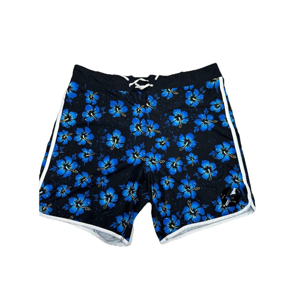 Ethika Board Shorts Men 36 Blue Swim Floral Drawstring Adult Outdoor
